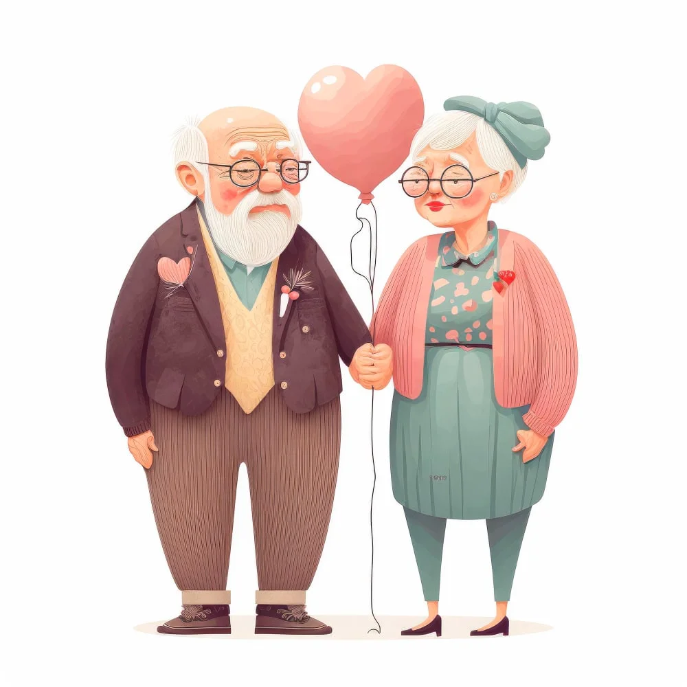 illustration-elderly-couple-with-heart-shaped-balloon-generative-ai